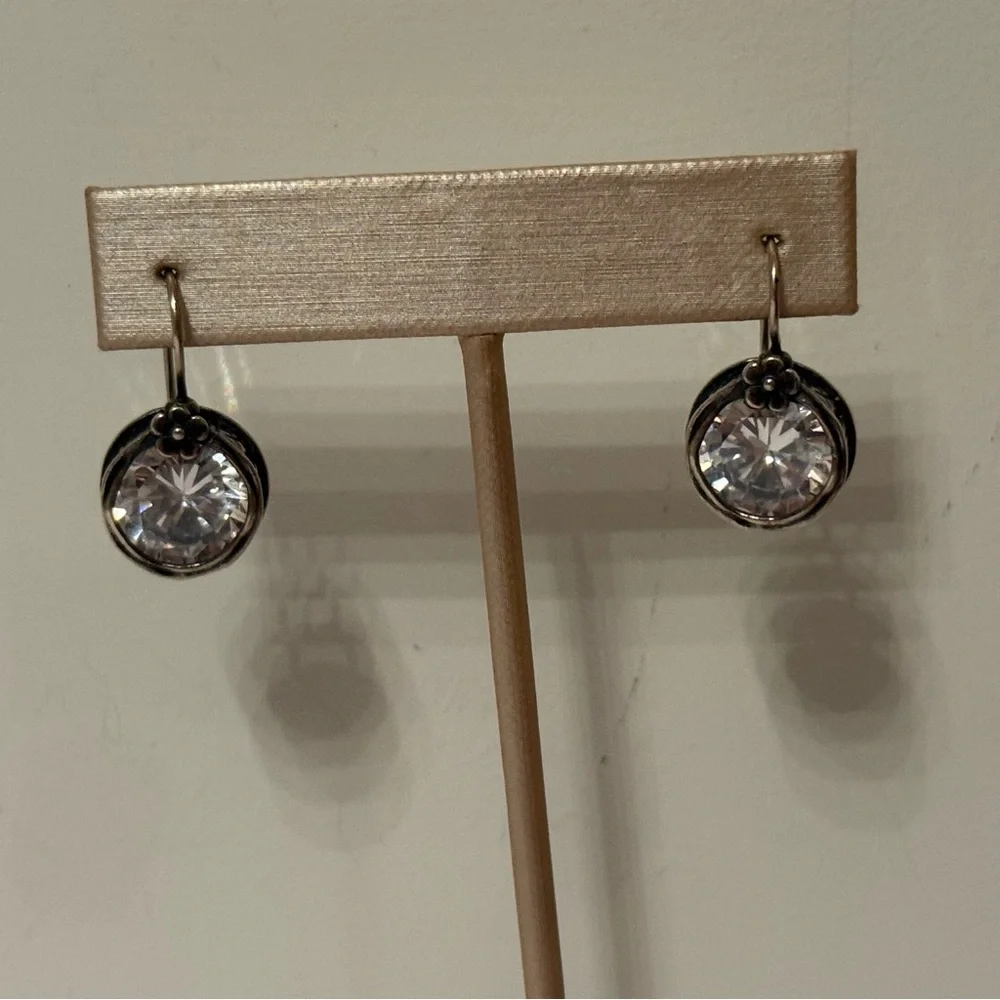 DIDAE ISRAEL EARRINGS STERLING SILVER 925 CZ CUBIC ZIRCONIA ROUND FRENCH HOOK